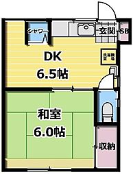 有明荘 1DKの間取図画像