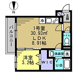 AJ千葉寺003 2階1LDKの間取り