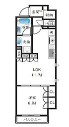 ベルジューレ越谷 1LDKの間取図画像
