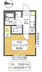 ロトント 2階1Kの間取り