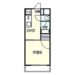 レジデンスパート4 1DKの間取図画像