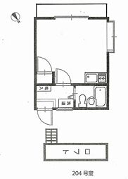 第二サクラハイツ ワンルームの間取図画像