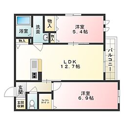 JR阪和線 上野芝駅 徒歩10分の賃貸アパート 2階2LDKの間取り