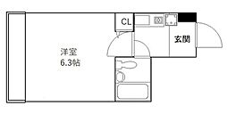 METEORIT弐番館 2階1Kの間取り
