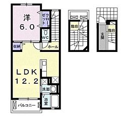 サンライズヒル 1LDKの間取図画像