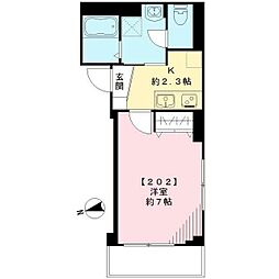 ヴェールメゾン 2階1Kの間取り