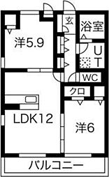 コンフォールZENW棟 2LDKの間取図画像