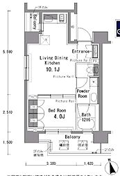 パークアクシス渋谷桜丘WEST 1LDKの間取図画像