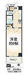 JR関西本線 東部市場前駅 徒歩8分の賃貸マンション 5階1Kの間取り