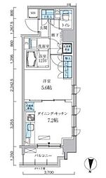 パークアクシス両国馬車通り 4階1DKの間取り