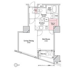 パークキューブ八丁堀 1LDKの間取図画像