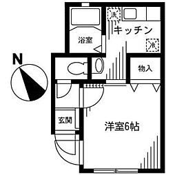グレイスヴィラ 1階1Kの間取り
