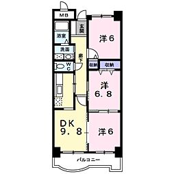JR関西空港線 りんくうタウン駅 徒歩12分の賃貸マンション 1階3DKの間取り