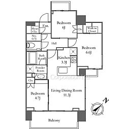 シティハウス広尾南 3LDKの間取図画像