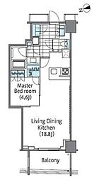 コンフォリア新宿イーストサイドタワー タワー棟 11階1LDKの間取り