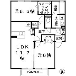 南海高野線 大阪狭山市駅 徒歩15分の賃貸アパート 2階2LDKの間取り