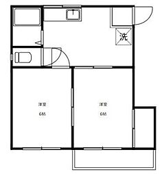 クレストコート 2階2DKの間取り