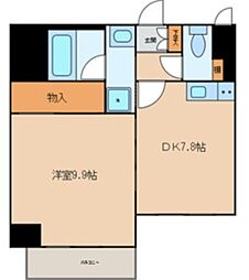 PAPILLON 2階1DKの間取り