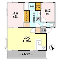 ライフタウニィC街区2 2LDKの間取図画像