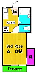 リベール大久保 1階1DKの間取り