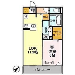 プルメリア 1LDKの間取図画像