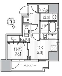 シーズンフラッツ蔵前パークフロント 10階1DKの間取り