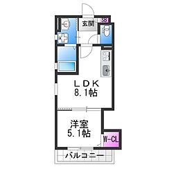 クリエオーレ巽中1 1LDKの間取図画像