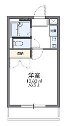 レオパレス麻生川 1Kの間取図画像