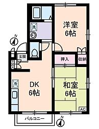 エステートピア・u8号棟 2DKの間取図画像