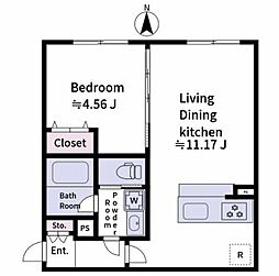 aLATO Oyama 2階1LDKの間取り