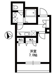 グランシエル 3階1Kの間取り