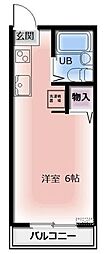 コーポオノハラII 2階ワンルームの間取り