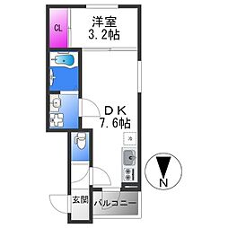 リブレメゾン弥刀I 3階1DKの間取り