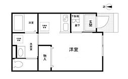 北新宿2-5-33 1階1Kの間取り