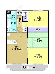 市営大野団地 3LDKの間取図画像