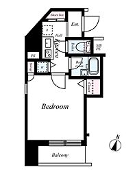 パークウェル代田橋 6階1Kの間取り