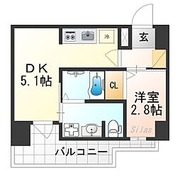 エンゼルプラザ京都太秦 1DKの間取図画像
