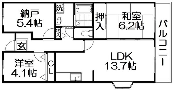 グランデール寝屋川 ｜大阪府寝屋川市高宮１丁目(賃貸マンション2SLDK・2階・65.37㎡)の写真 その2