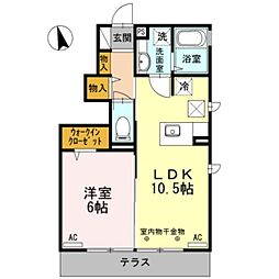JR中央線 吉祥寺駅 徒歩27分の賃貸アパート 1階1LDKの間取り