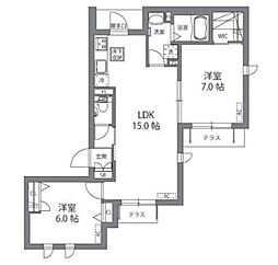シャーメゾン・リヴィエール2 2LDKの間取図画像
