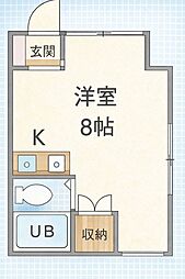 三澤ハイツ ワンルームの間取図画像
