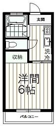 ルナパーク井上 2階1Kの間取り