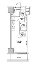 ザ・パークハビオ入谷 ワンルームの間取図画像