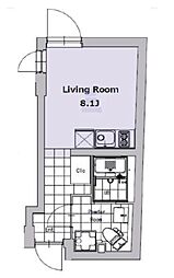 SOU 若林 1階ワンルームの間取り