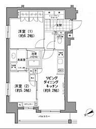 パークハビオ八丁堀 2LDKの間取図画像