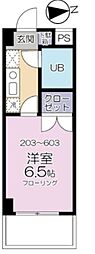 ヴィラ幸 1Kの間取図画像