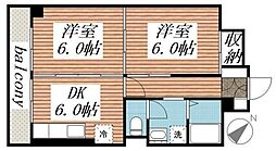 山口マンション 2DKの間取図画像