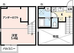グランフォレスト蘇我 1Kの間取図画像