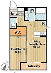 京王相模原線 京王堀之内駅 徒歩8分の賃貸アパート 1階1LDKの間取り