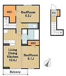 グランセレスト 2階2LDKの間取り